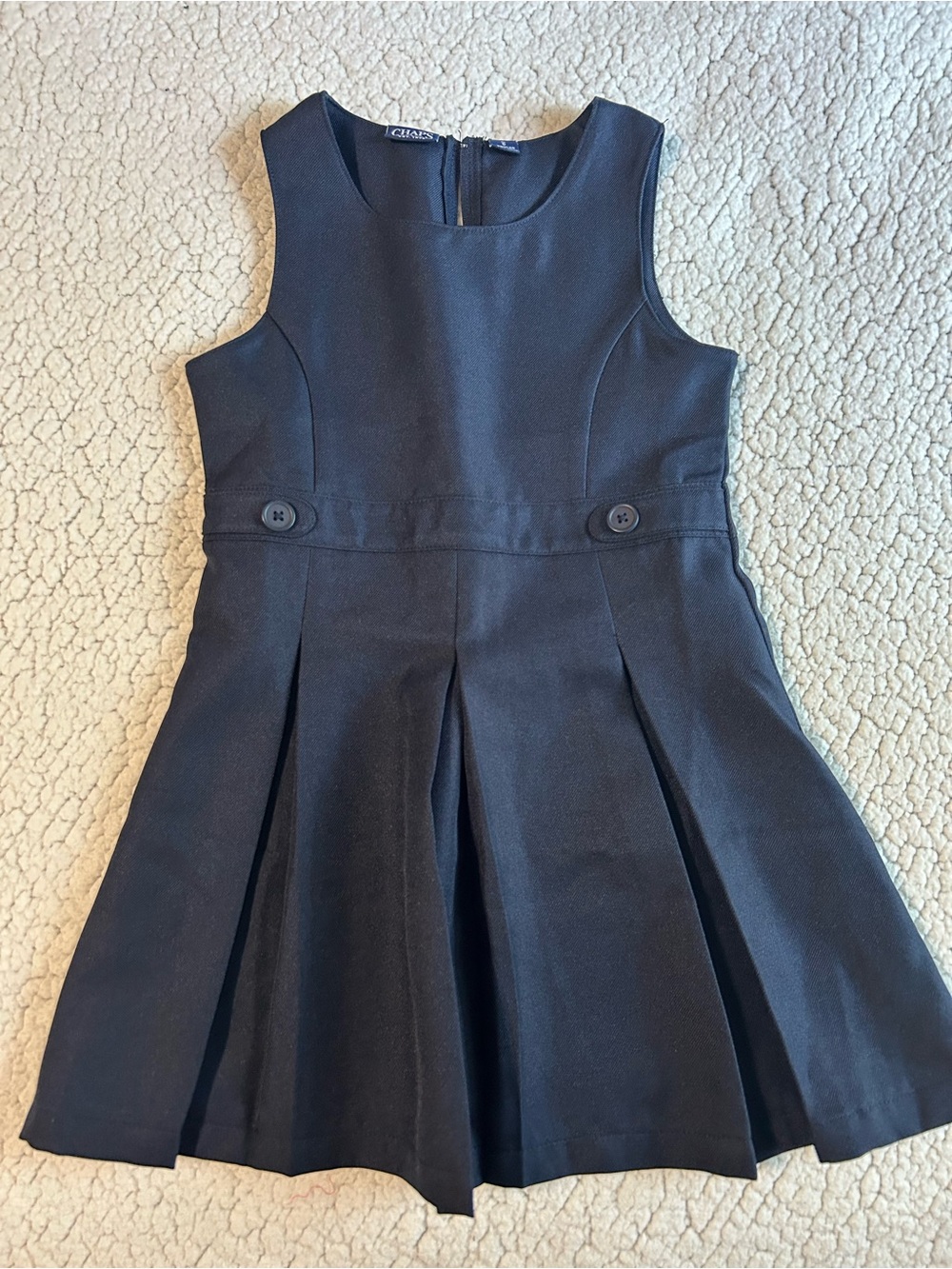 Chaps Girls' Navy Pleated School Dress
